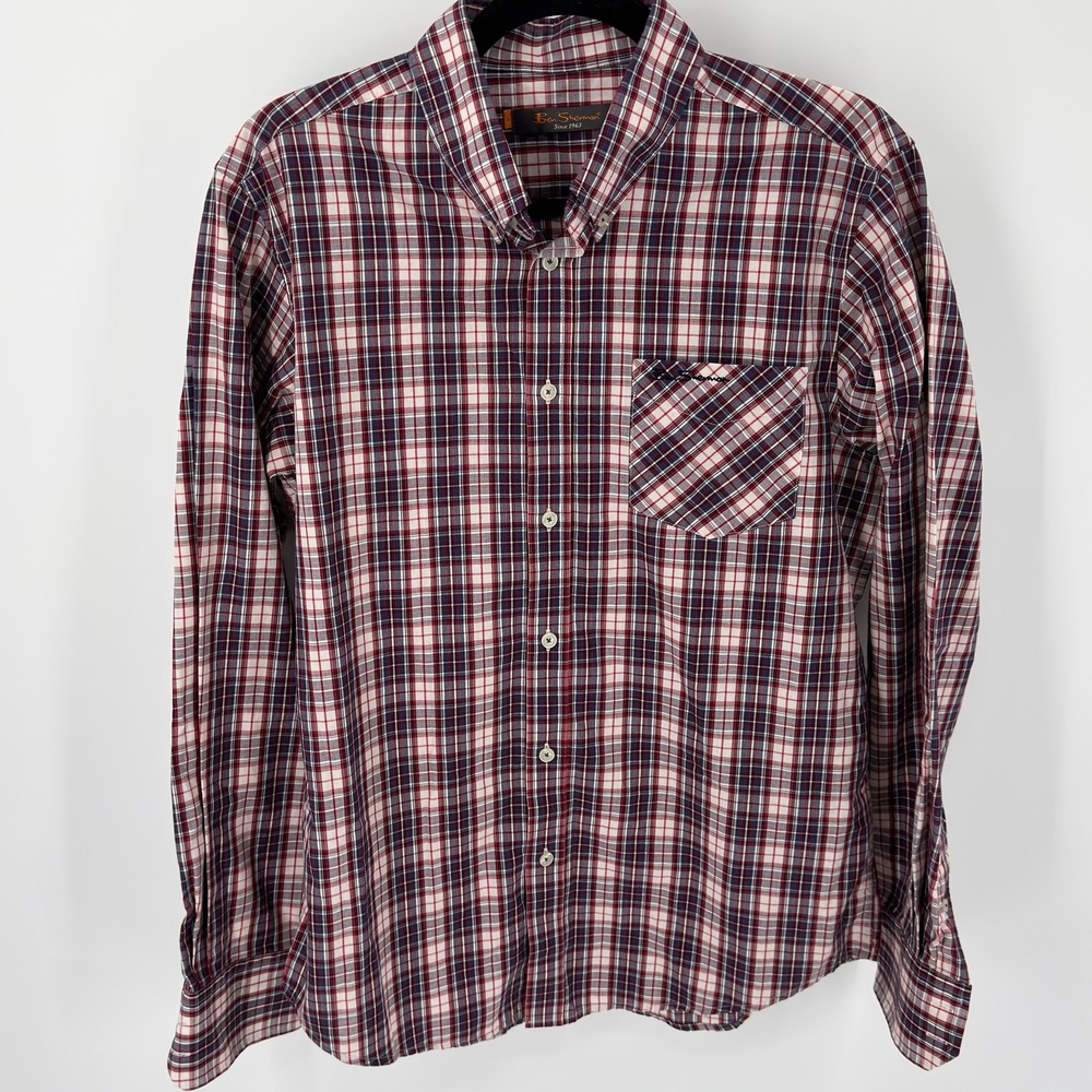 Ben Sherman Mens Plaid Button Down Shirt‎ Long Sleeve Size L